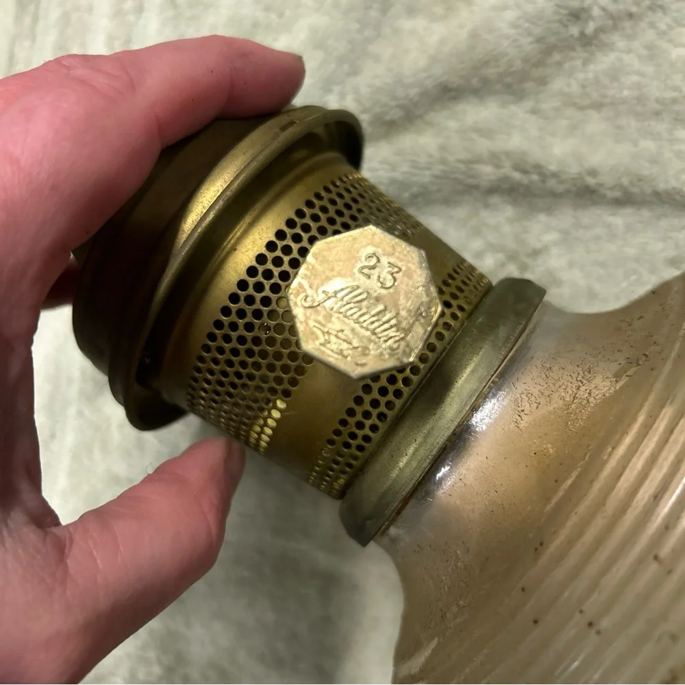 Vintage Brass and Glass Oil Lamp